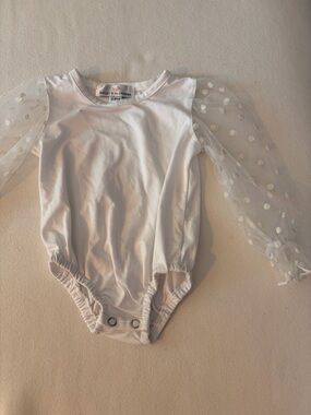 Baby girl White Sheer Dot Sleeve Bodysuit